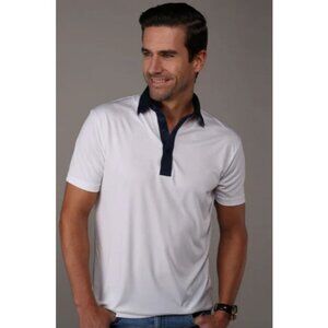 Collars & Co Semi-Spread Collar Polo Shirt Men's Size Small in Austin Navy NWOT!